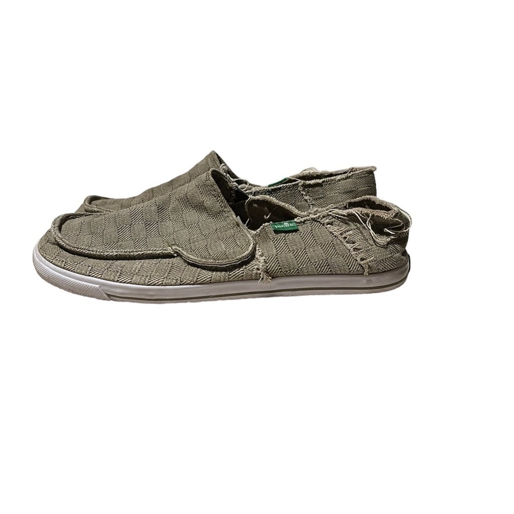 Sanuk Tan Checkered Distressed Shoes Sz 6
